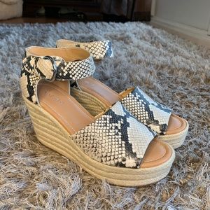 Snake print wedges